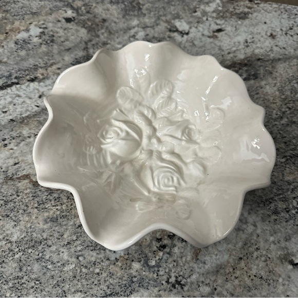 Other - White handmade rose ceramic dish